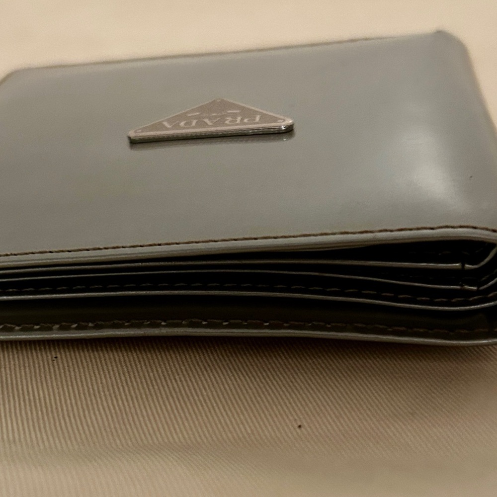 Prada Silver Bi-Fold Wallet Saffiano metallic leather.  Hard color to find. - Picture 9 of 14